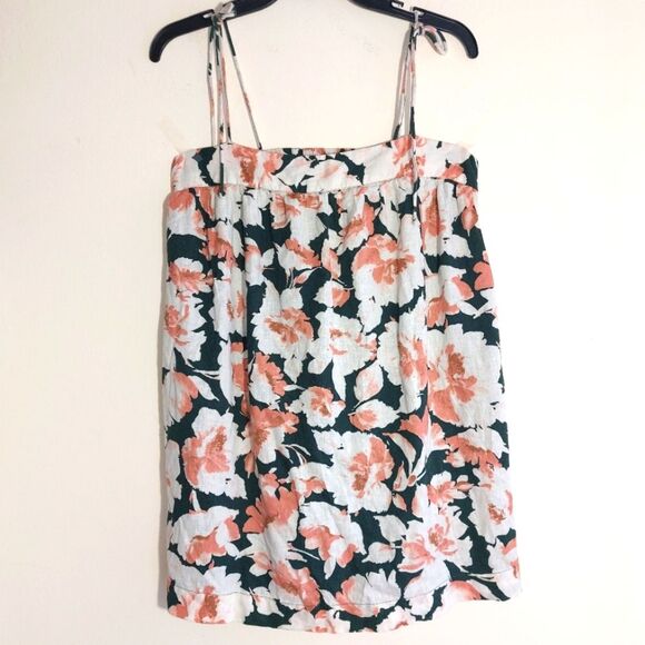 Abercrombie & Fitch Women's Trapeze Linen Viscose Floral Mini Dress Green PM EUC - Picture 2 of 11